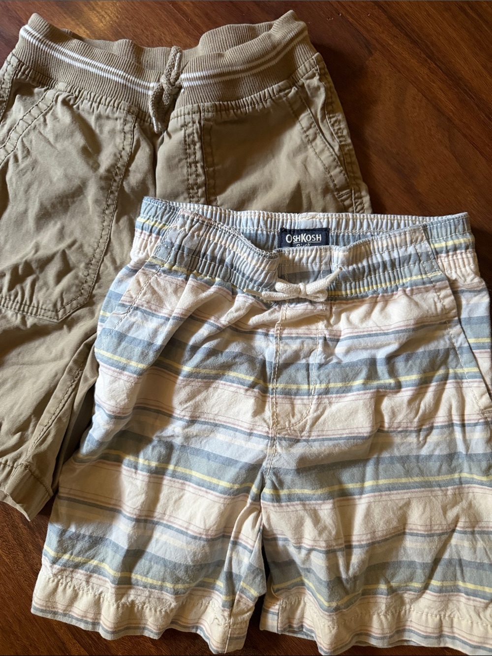 OshKosh B'gosh Light Blue Striped and Tan Kids Shorts Set